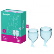 Менструальные чаши SATISFYER FEEL SECURE MENSTRUAL CUP голубые 2 штуки в комплекте